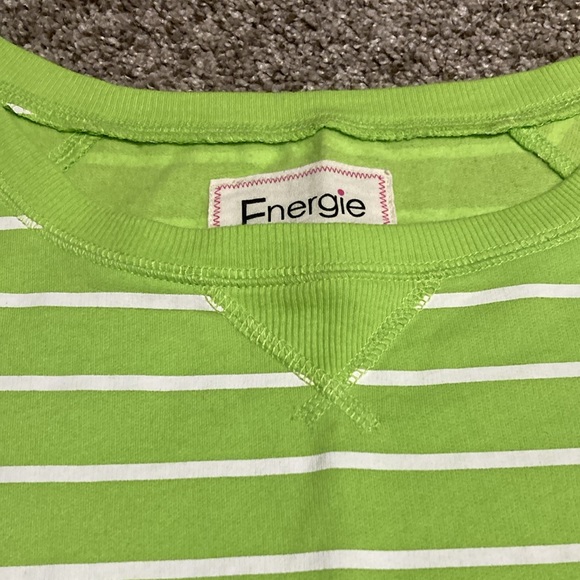 Energie green with white stripes top, size small - Picture 3 of 5